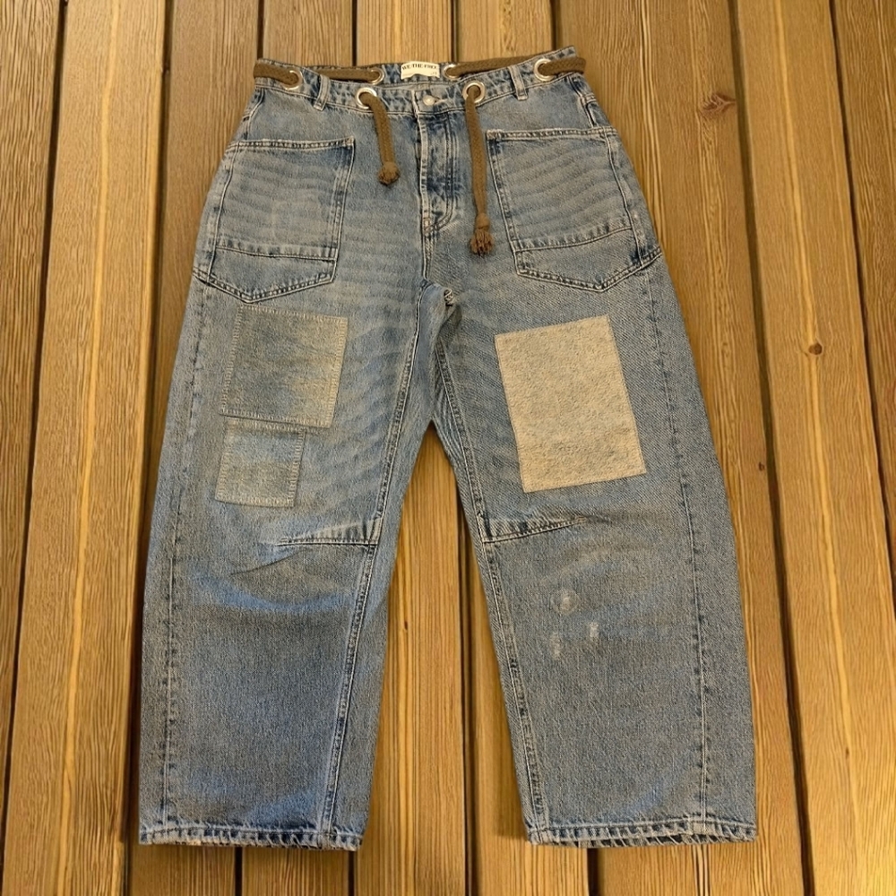 We The Free Relaxed Blue Jeans with Patch Details